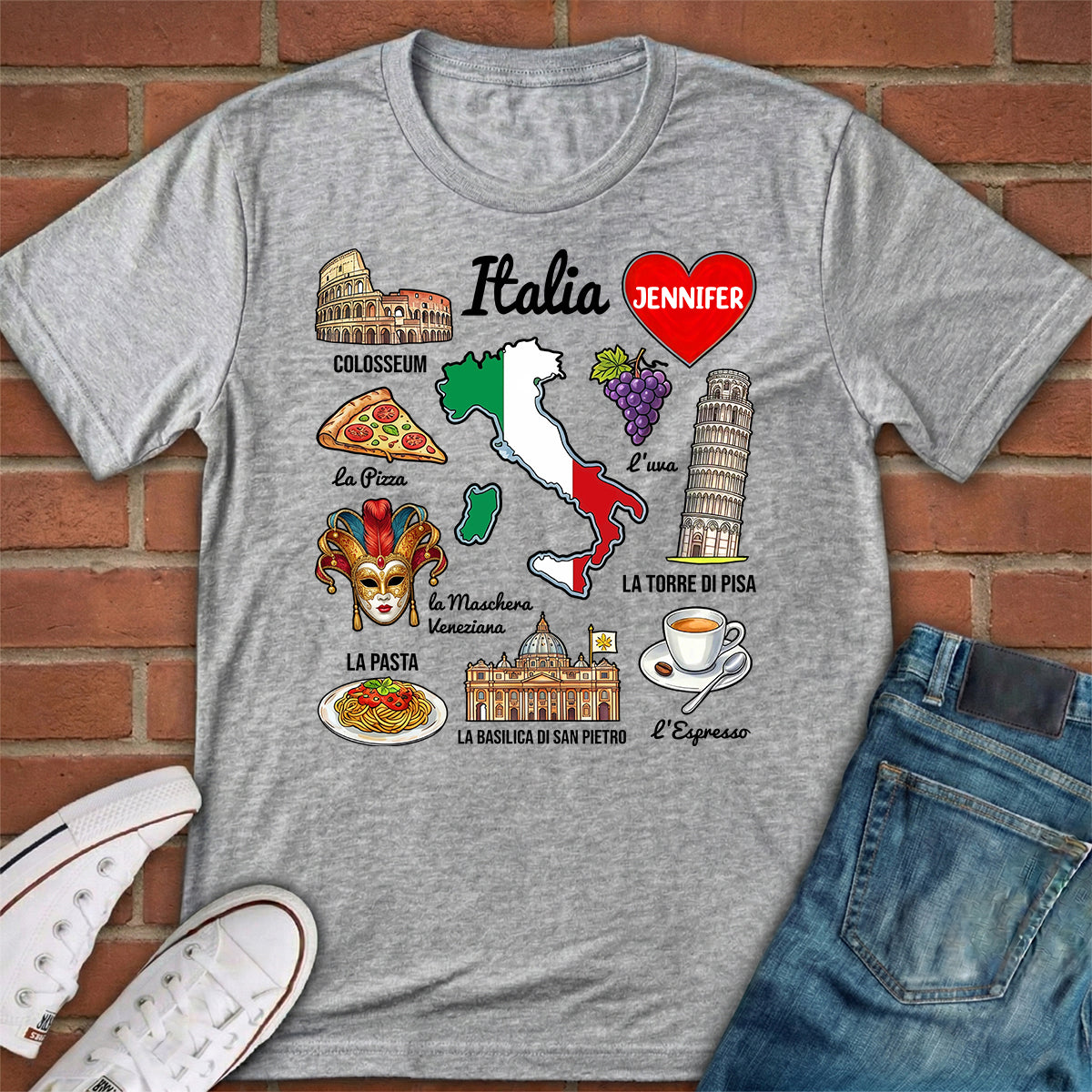 Custom Italia Italy T-shirt With Symbols