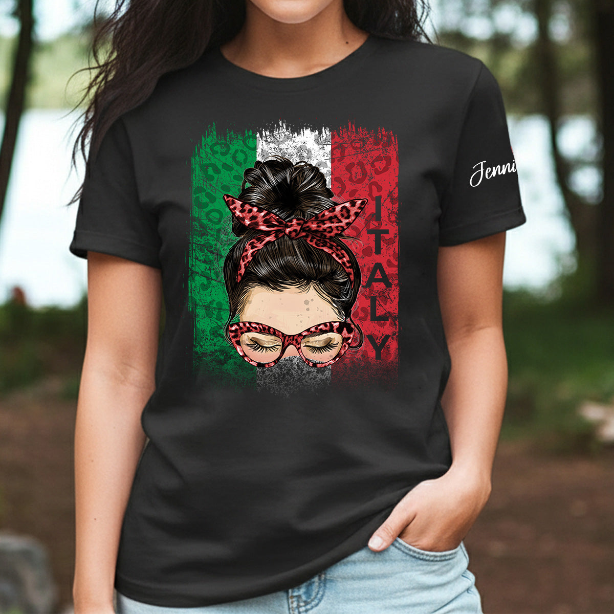 Custom Italy Italia T-shirt With Clipart Girl