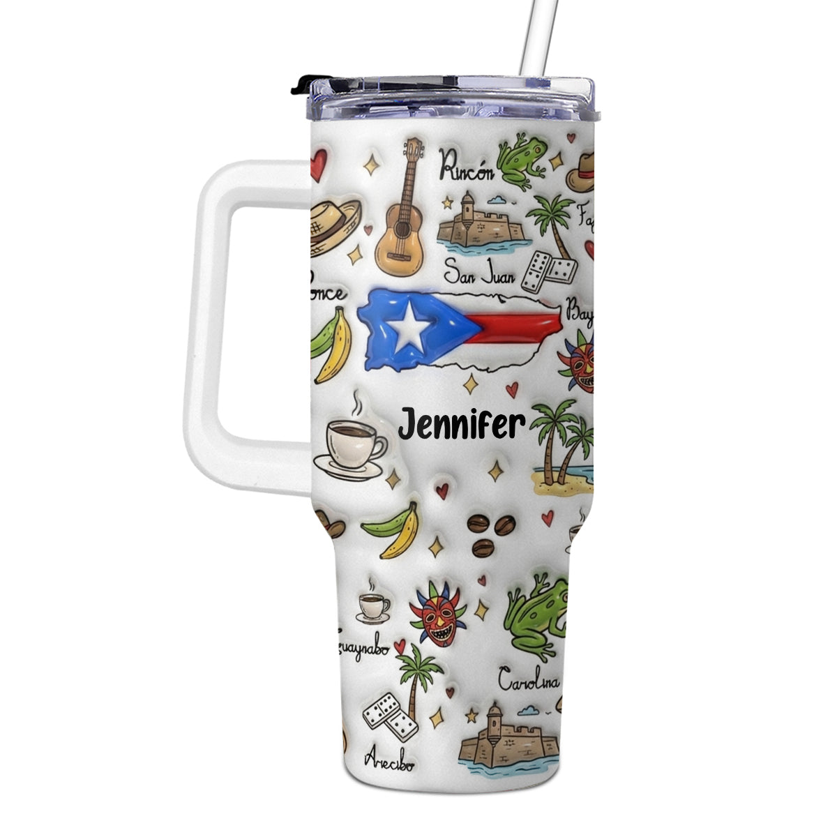 Custom Puerto Rico 40oz Tumbler With Your Name