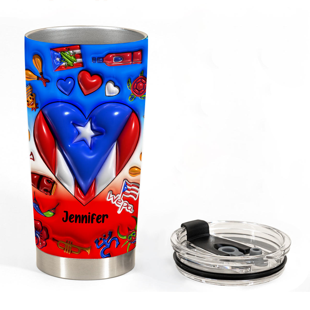 Custom Puerto Rico Heart Tumbler With Name