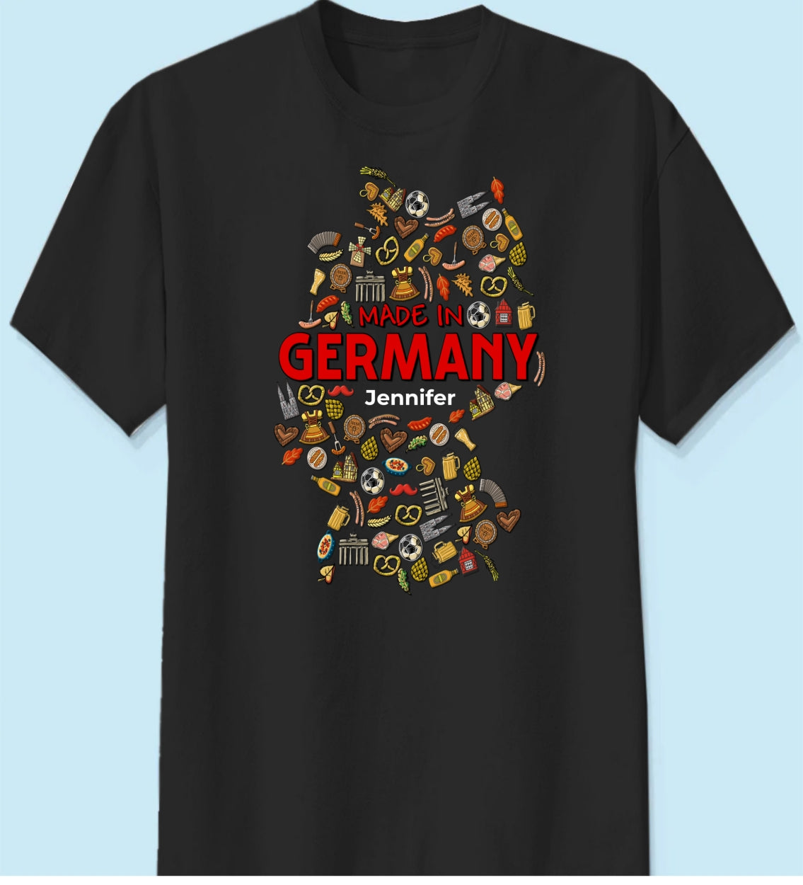 Custom Made In Germany T-shirt With Germany Symbols