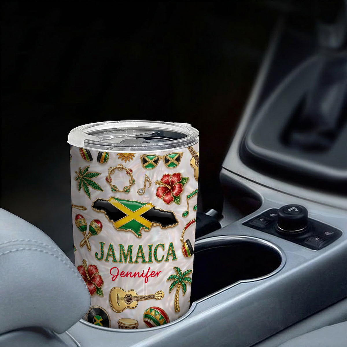 Custom Jamaica Tumbler With Jamaica Glitter Effect