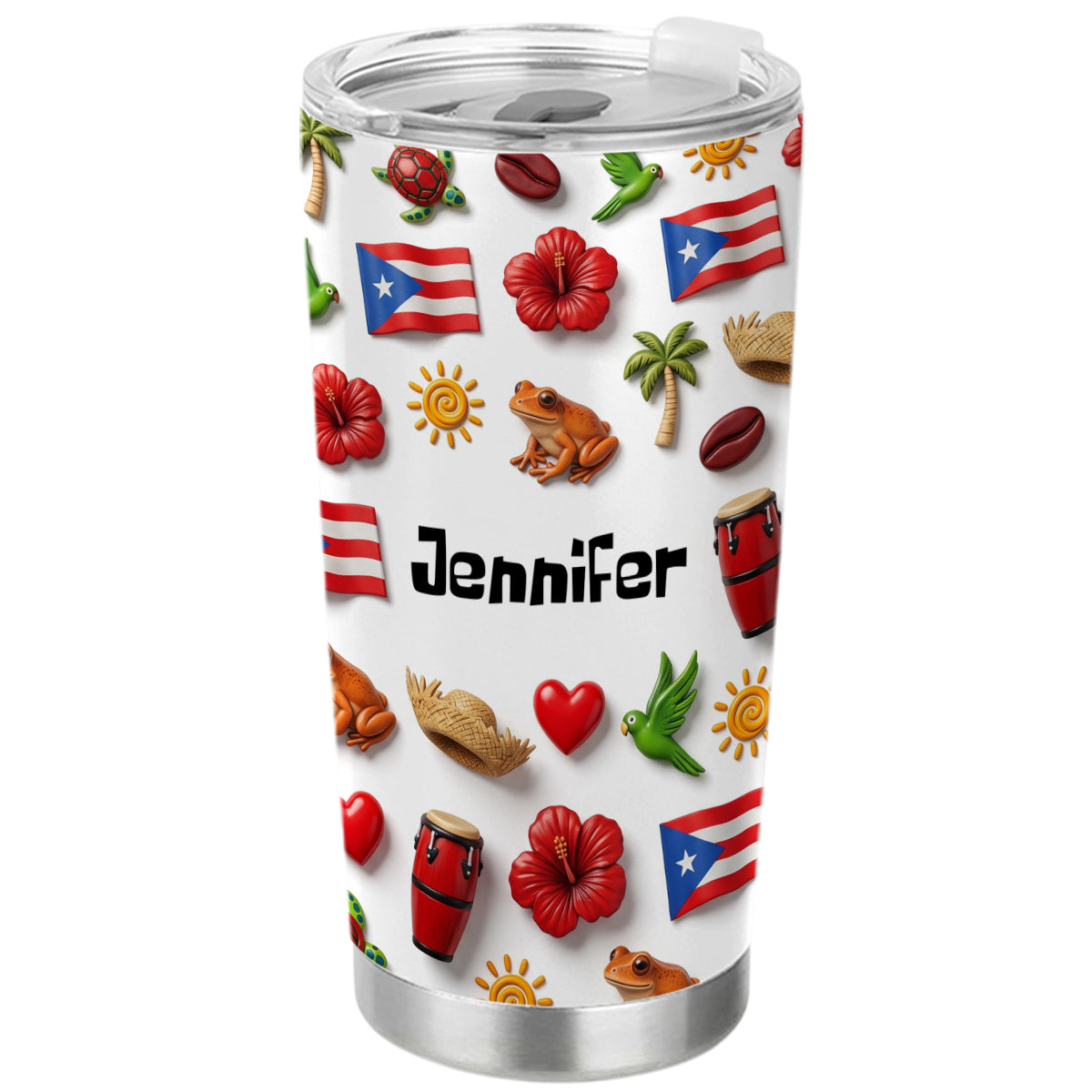Custom Puerto Rico 2D Symbols Print And Name Tumbler