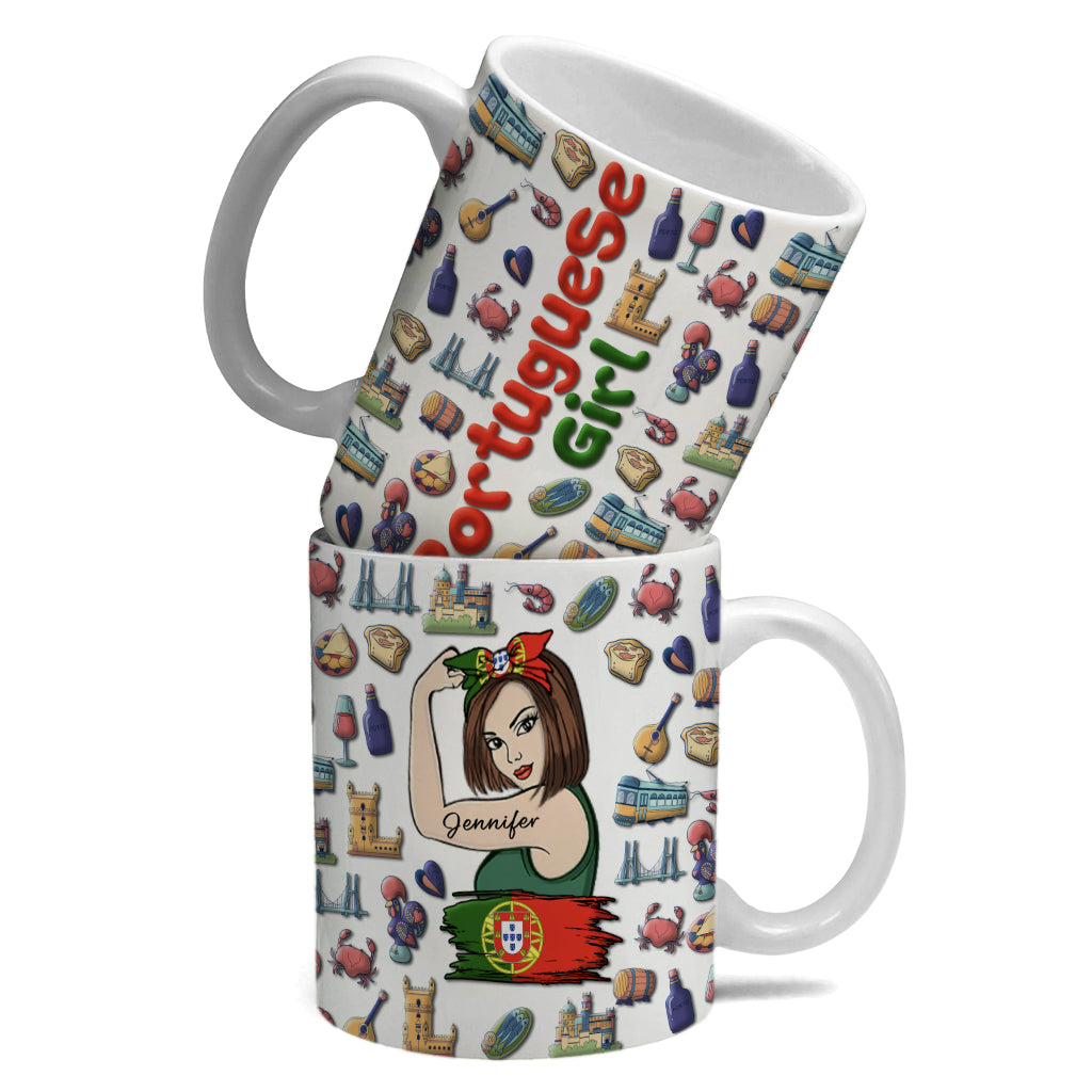 Custom Proud Portuguese Girl Mug And Your Name