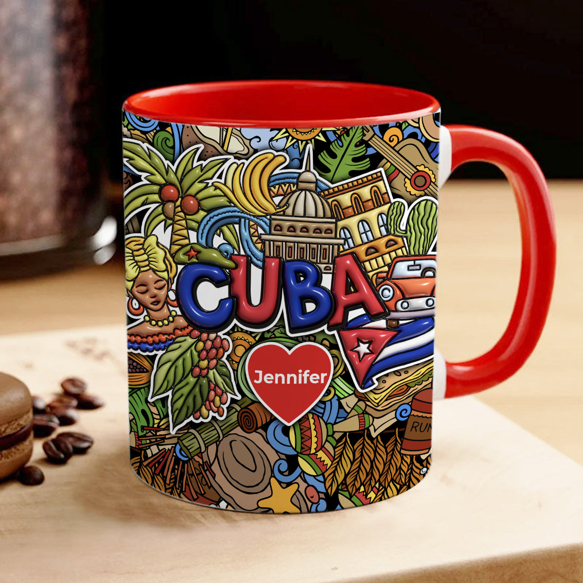 Custom Cuba Accent Mug With Mixed Symbols