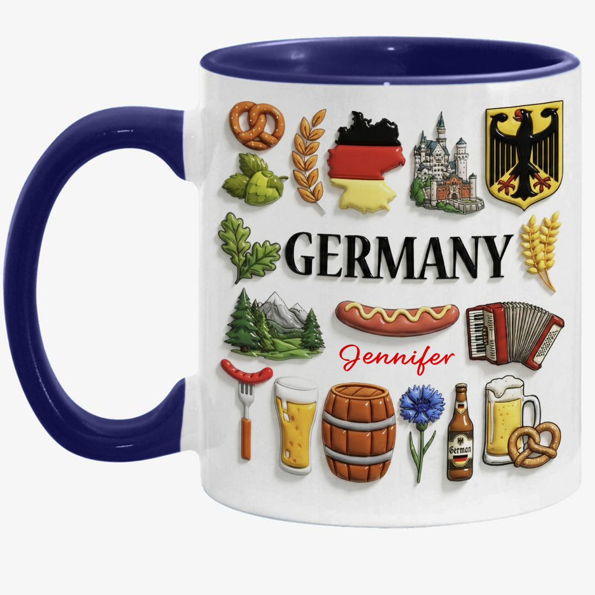 Custom Germany Accent Mug With Many Germany Symbols