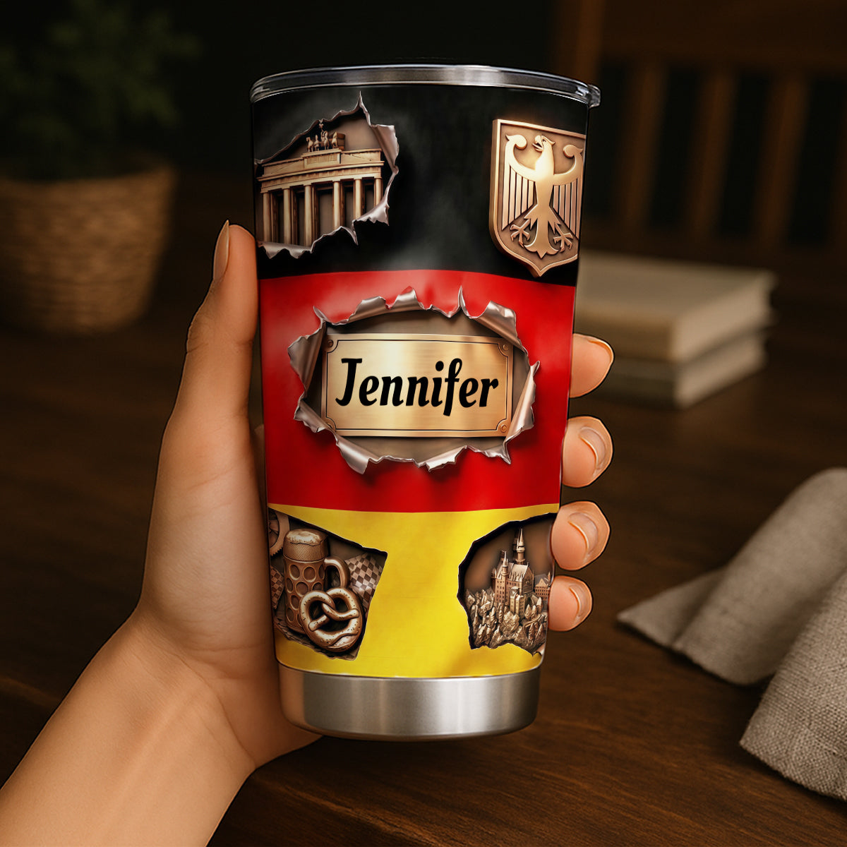 Custom Germany Flag Tumbler With Torn Pattern