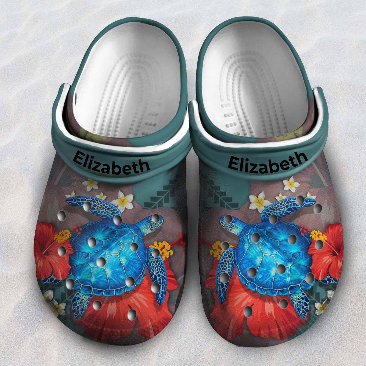 Beautiful Turtle Personalized Clogs Shoes With Flower