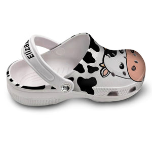 Cow Face Personalized Clogs Shoes With Your Name 2