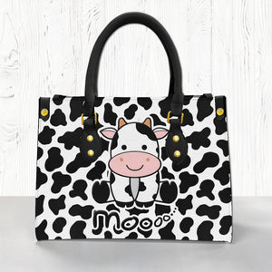 Cow Moo Leather Handbag