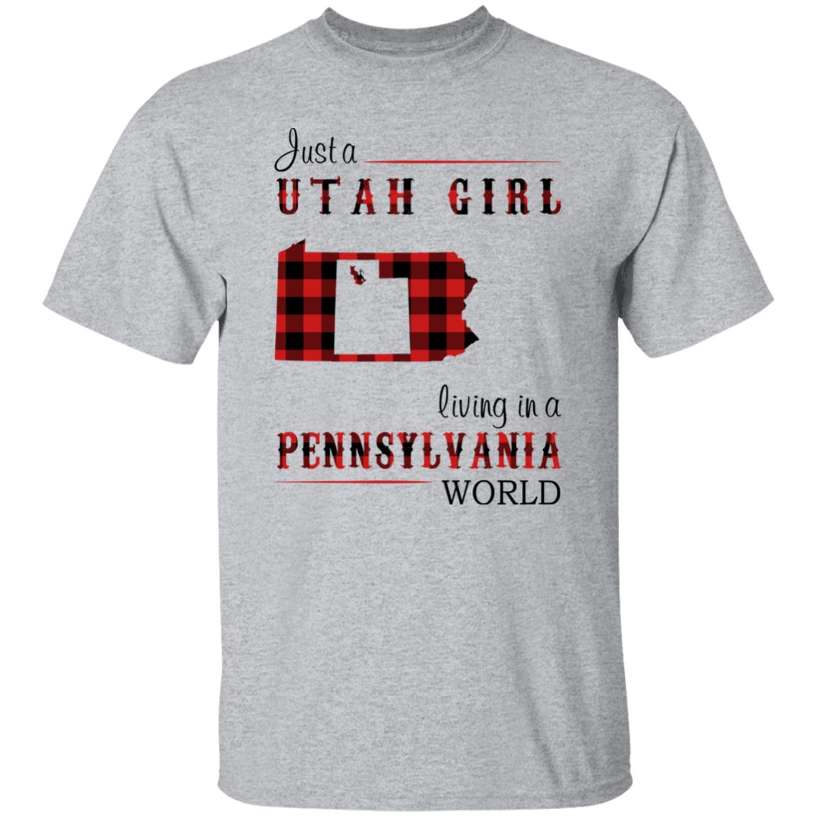 Just A Utah Girl Living In A Pennsylvania World T-shirt - T-shirt Born Live Plaid Red Teezalo