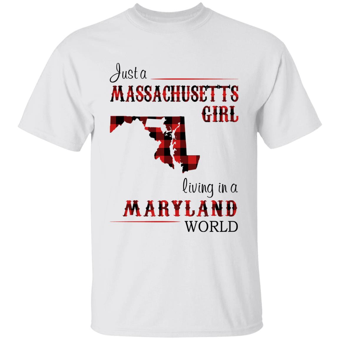 Just A Massachusetts Girl Living In A Maryland World T-shirt - T-shirt Born Live Plaid Red Teezalo