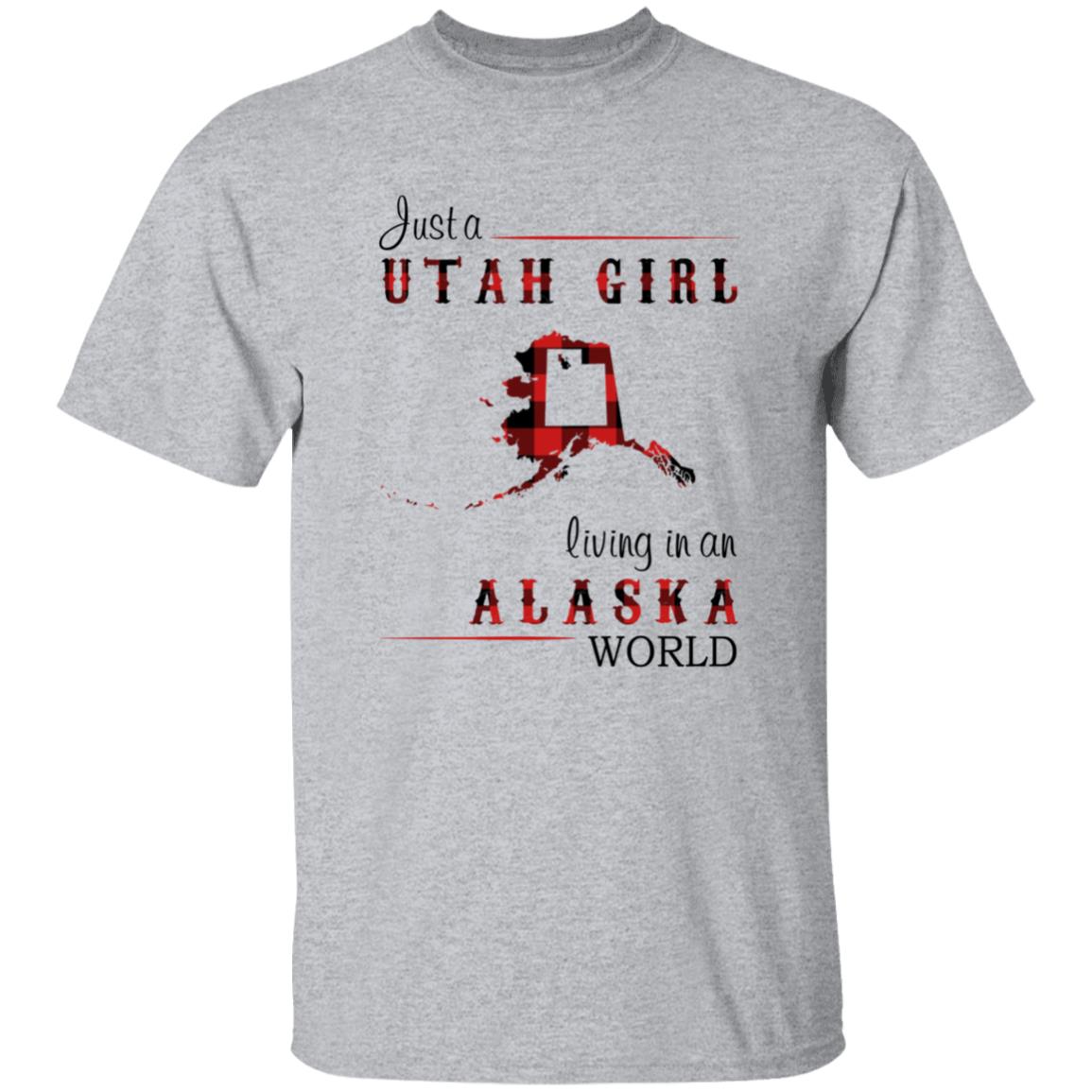 Just A Utah Girl Living In An Alaska World T-shirt - T-shirt Born Live Plaid Red Teezalo
