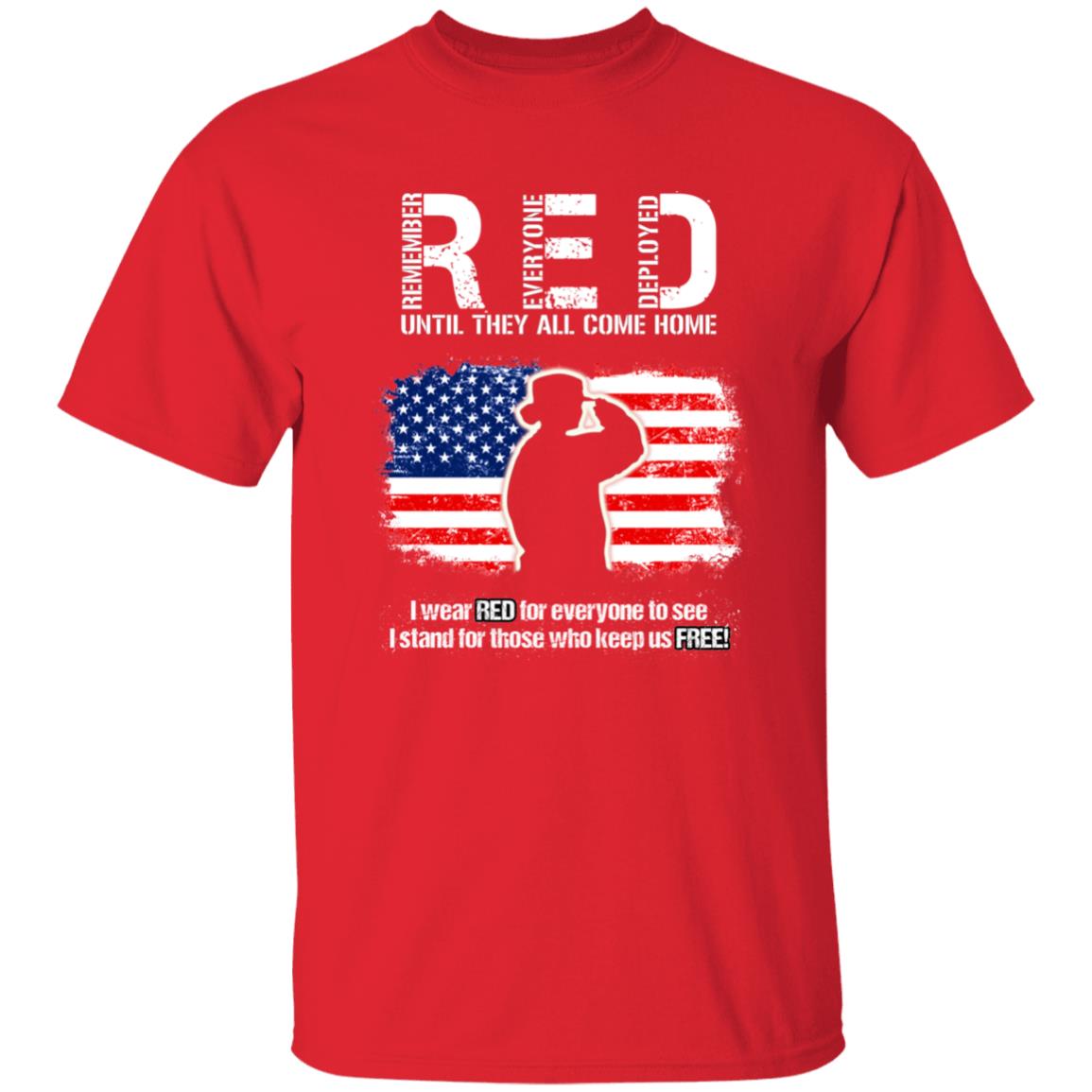 Patriotic Female Veteran Shirt Red Remember Everyone Deployed - T-shirt Veteran Teezalo