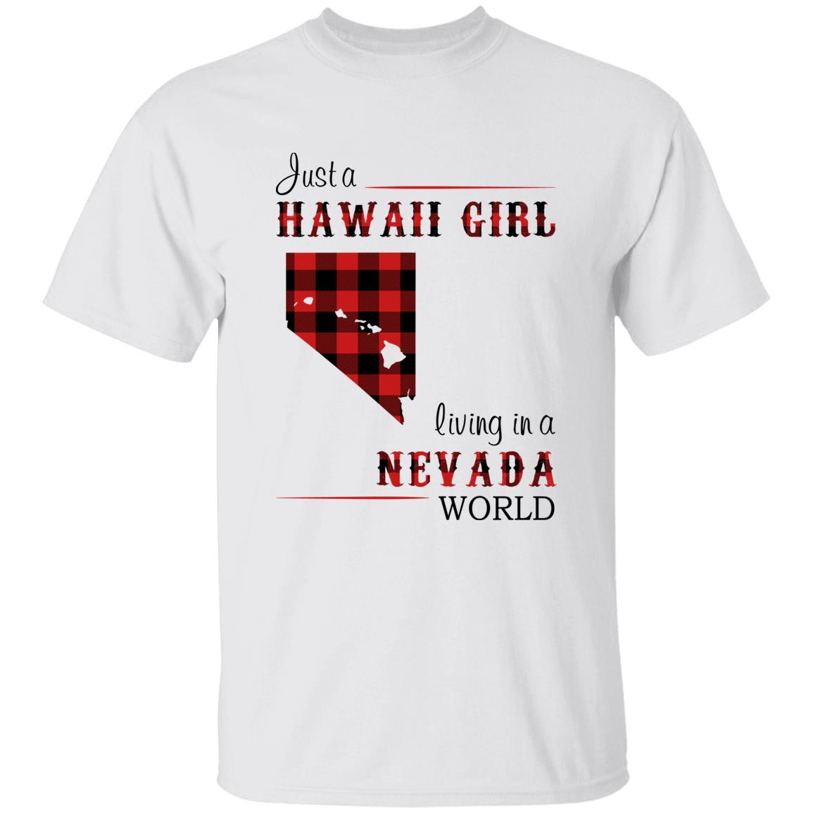 Just A Hawaii Girl Living In A Nevada World T-shirt - T-shirt Born Live Plaid Red Teezalo