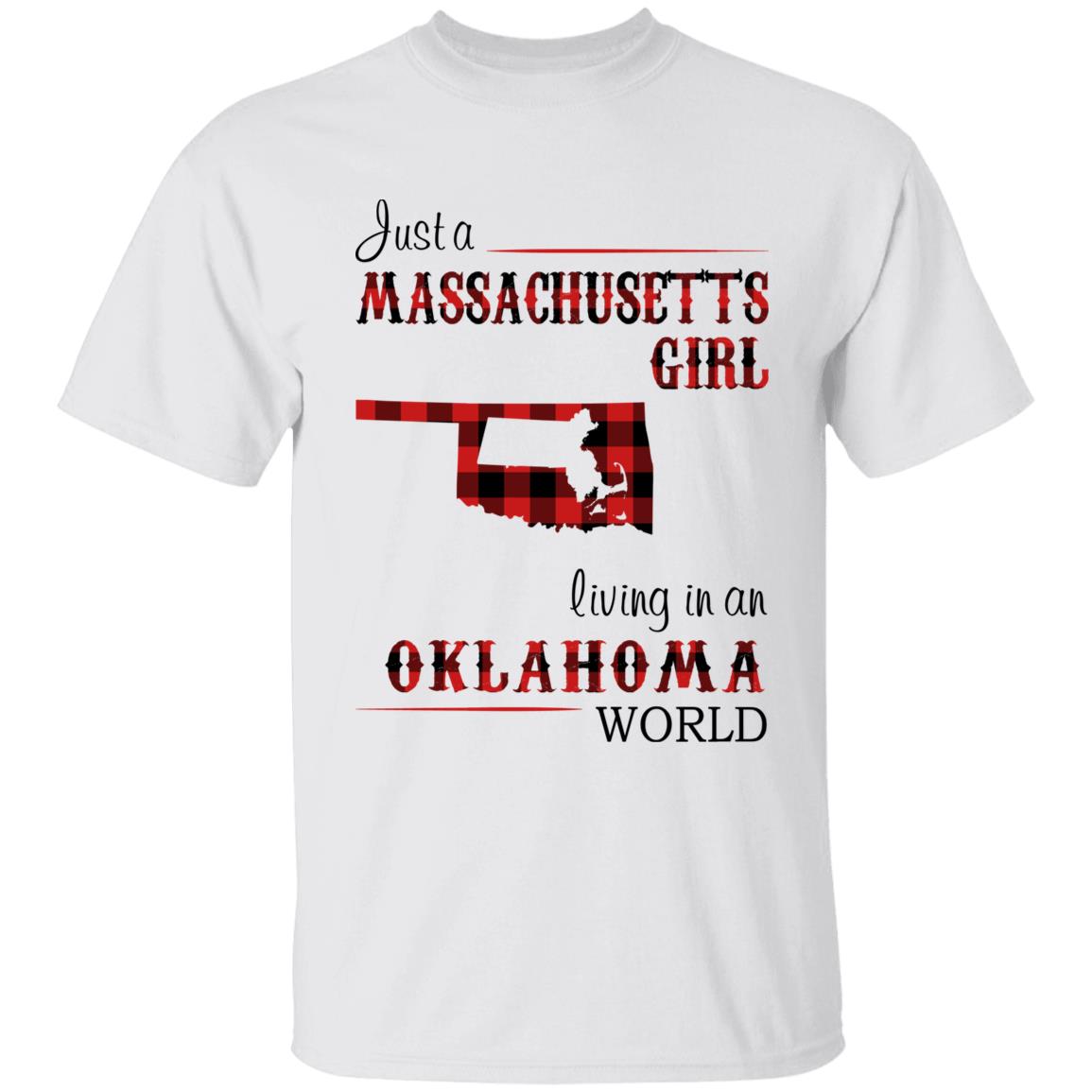 Just A Massachusetts Girl Living In An Oklahoma World T-shirt - T-shirt Born Live Plaid Red Teezalo