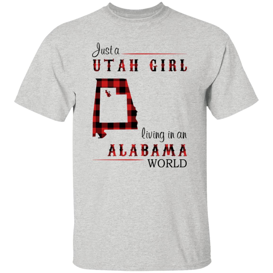 Just A Utah Girl Living In An Alabama World T-shirt - T-shirt Born Live Plaid Red Teezalo
