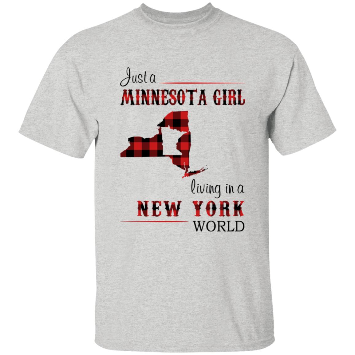 Just A Minnesota Girl Living In A New York World T-shirt - T-shirt Born Live Plaid Red Teezalo