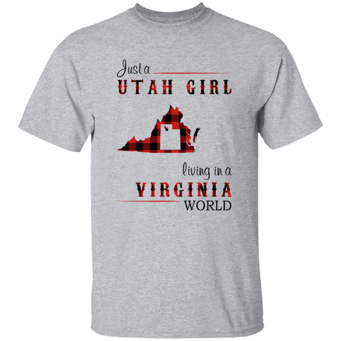 Just A Utah Girl Living In A Virginia World T-shirt - T-shirt Born Live Plaid Red Teezalo