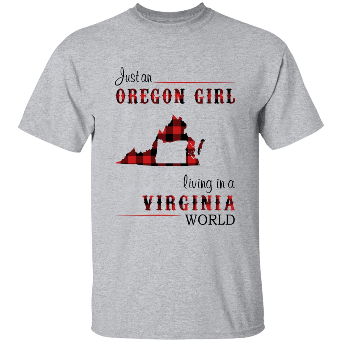 Just An Oregon Girl Living In A Virginia World T-shirt - T-shirt Born Live Plaid Red Teezalo