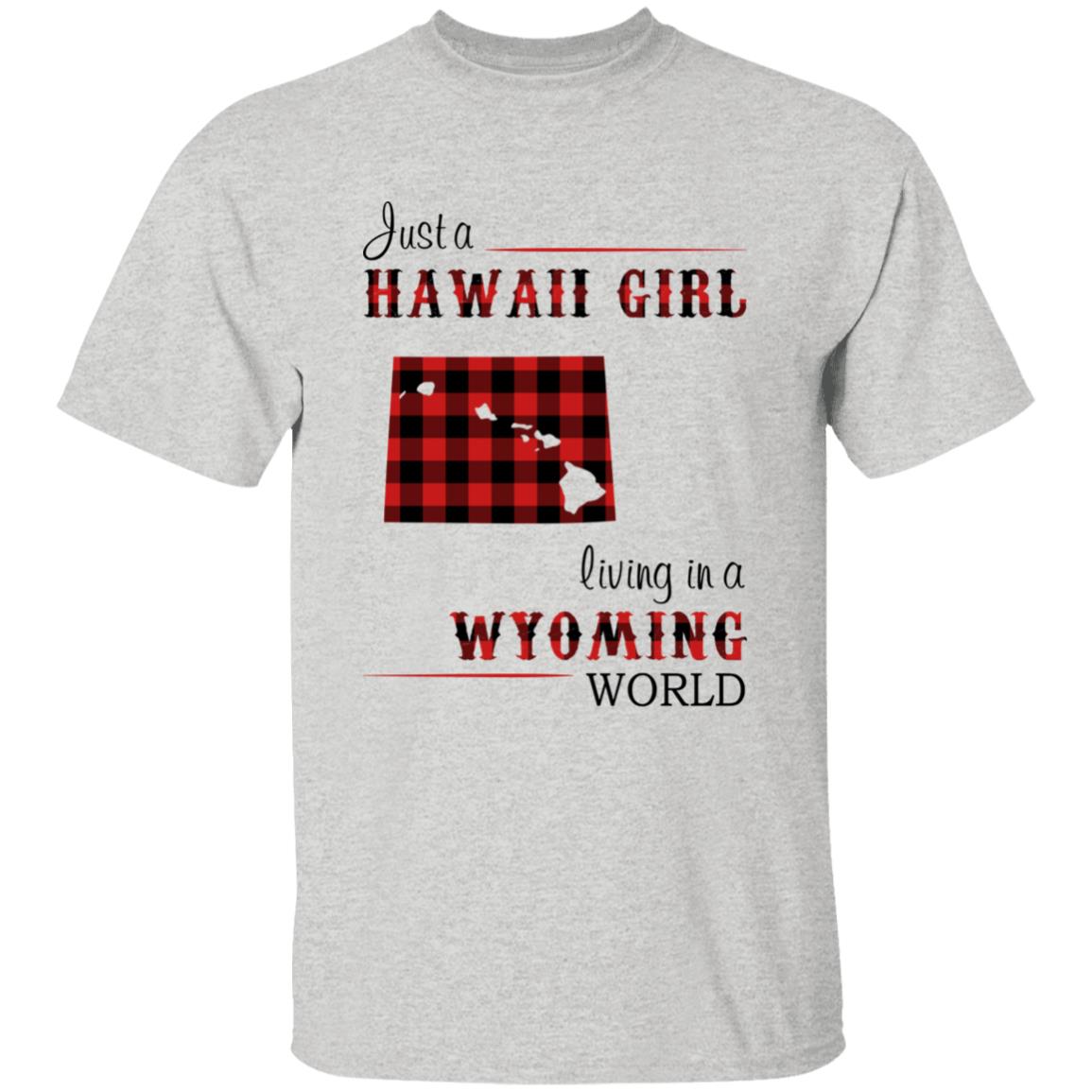 Just A Hawaii Girl Living In A Wyoming World T-shirt - T-shirt Born Live Plaid Red Teezalo