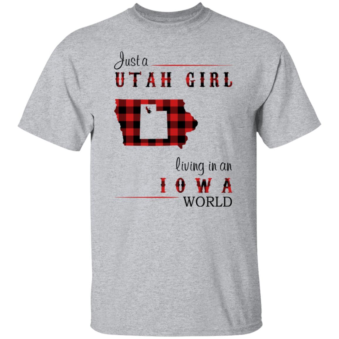 Just A Utah Girl Living In An Iowa World T-shirt - T-shirt Born Live Plaid Red Teezalo