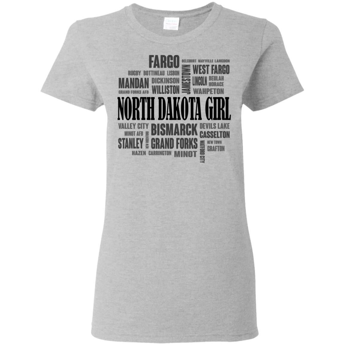 North Dakota Cities Map T Shirt - T-shirt Teezalo