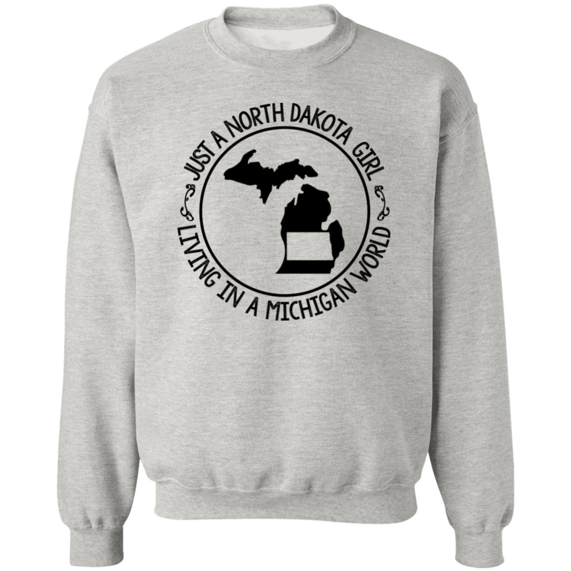 North Dakota Girl Living In Michigan World T Shirt - T-shirt Teezalo