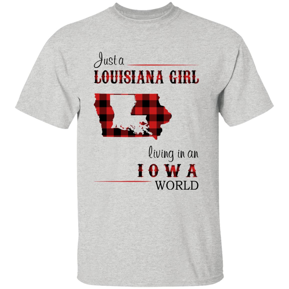 Just A Louisiana Girl Living In An Iowa World T-shirt - T-shirt Born Live Plaid Red Teezalo