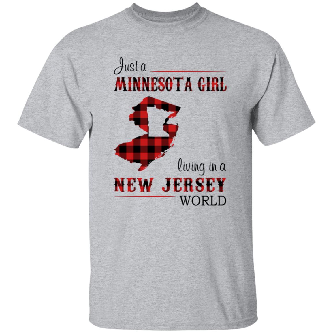 Just A Minnesota Girl Living In A New Jersey World T-shirt - T-shirt Born Live Plaid Red Teezalo