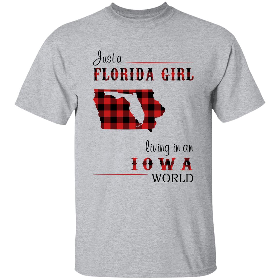Just A Florida Girl Living In An Iowa World T-shirt - T-shirt Born Live Plaid Red Teezalo