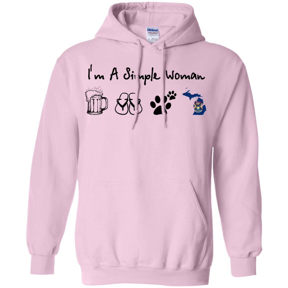 Michigan I'm A Simple Woman Beer Pullover Hoodie - Hoodie Teezalo