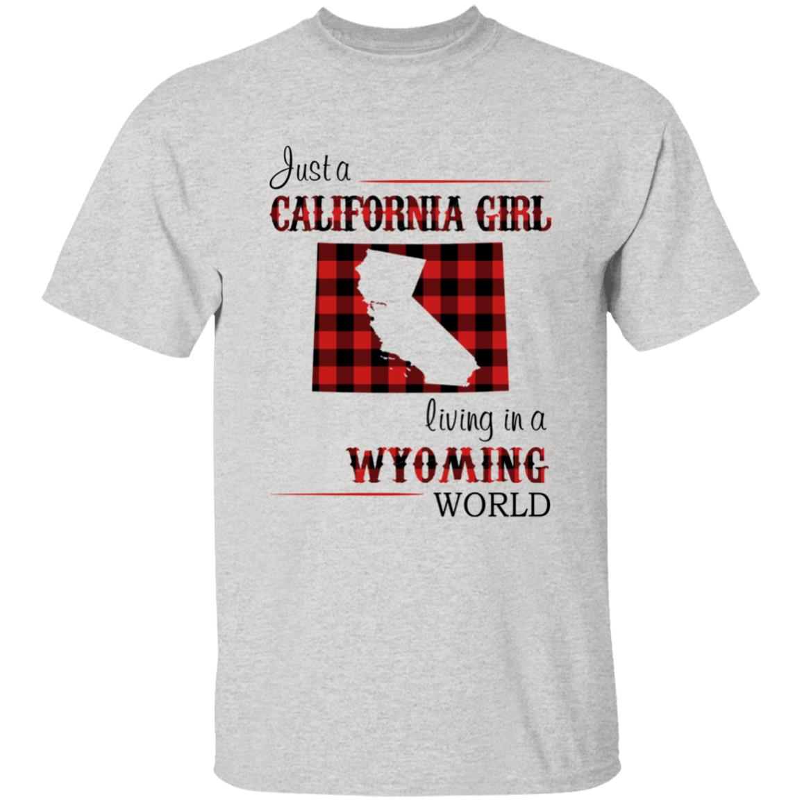 Just A California Girl Living In A Wyoming World T-Shirt - T-shirt Born Live Plaid Red Teezalo