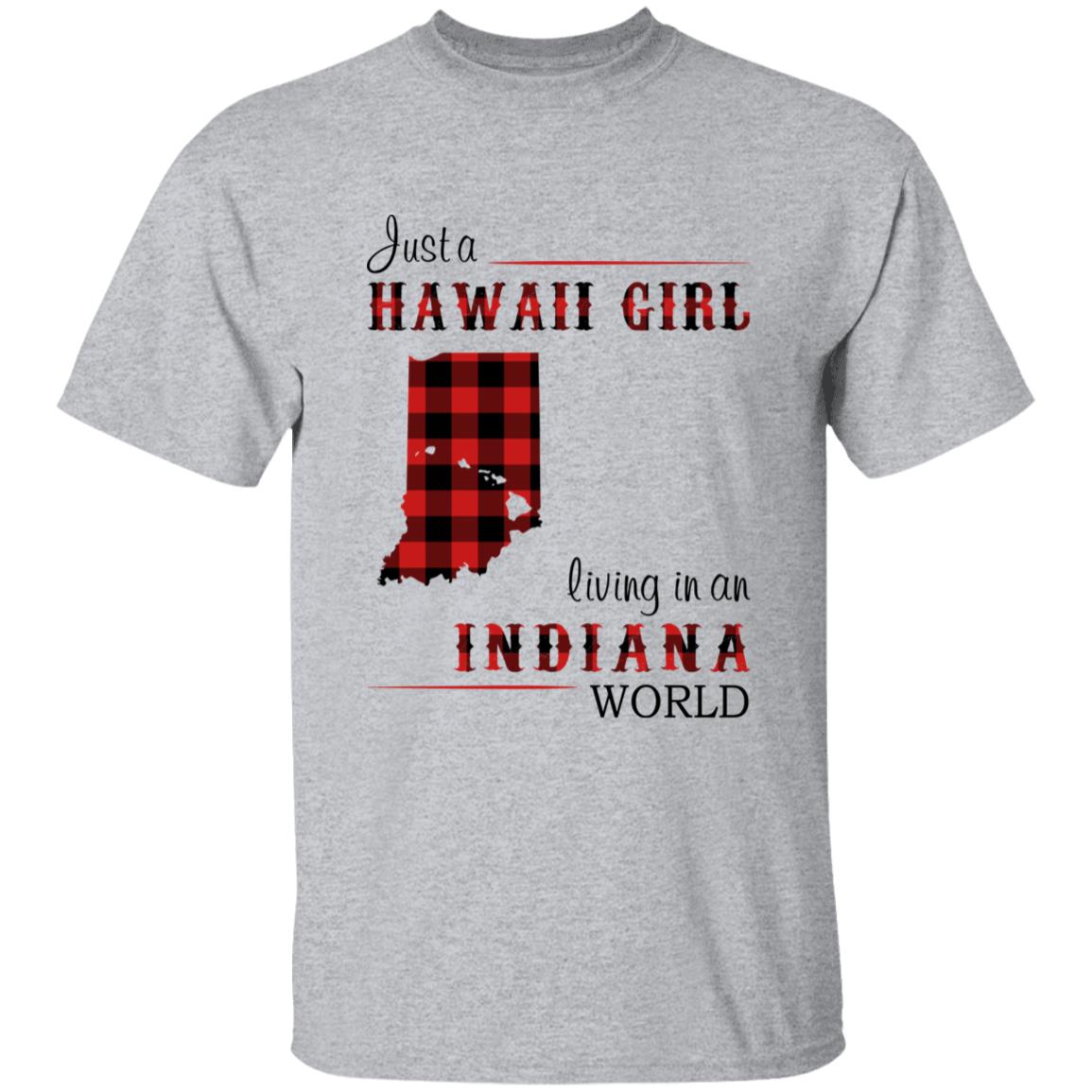 Just A Hawaii Girl Living In An Indiana World T-shirt - T-shirt Born Live Plaid Red Teezalo