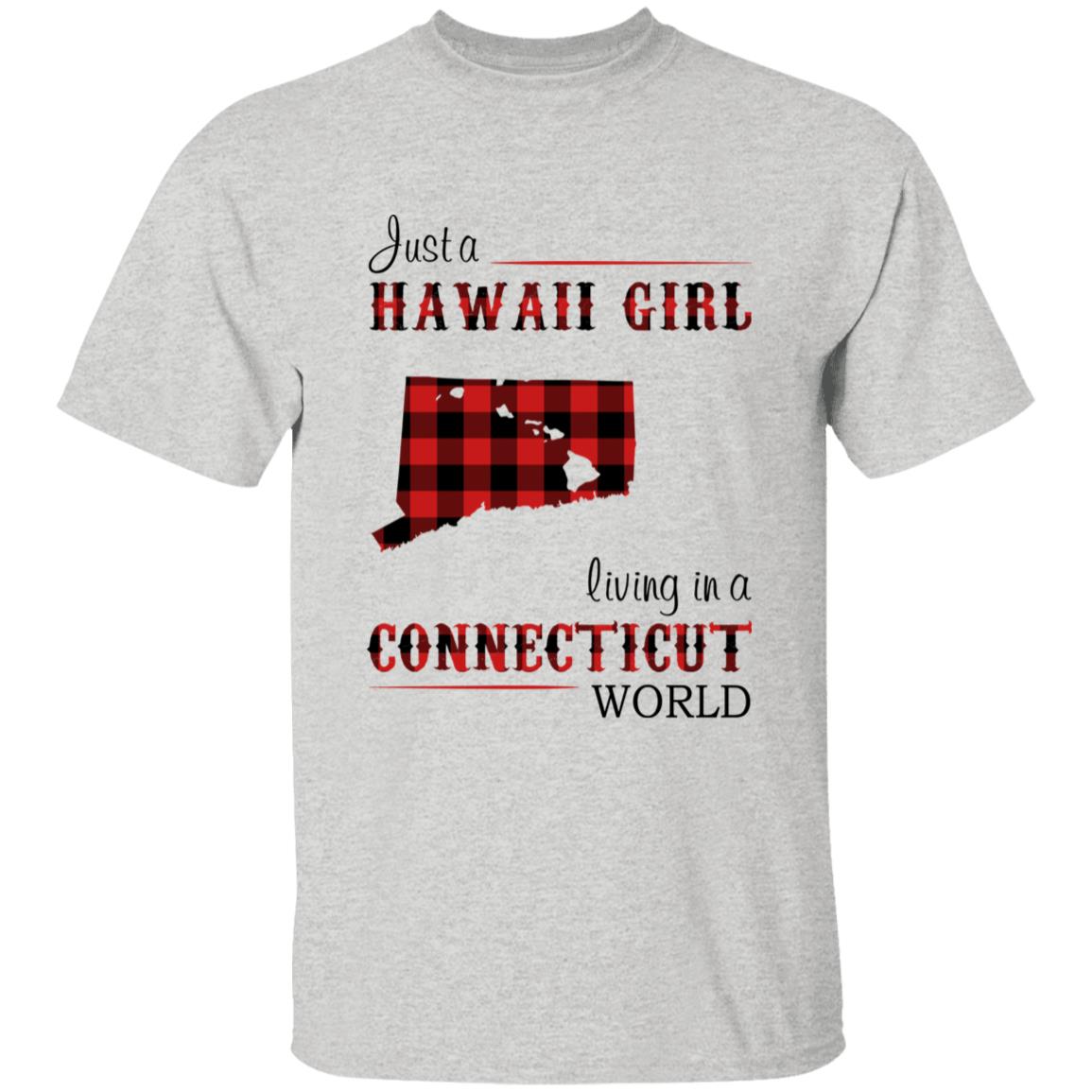 Just A Hawaii Girl Living In A Connecticut World T-shirt - T-shirt Born Live Plaid Red Teezalo