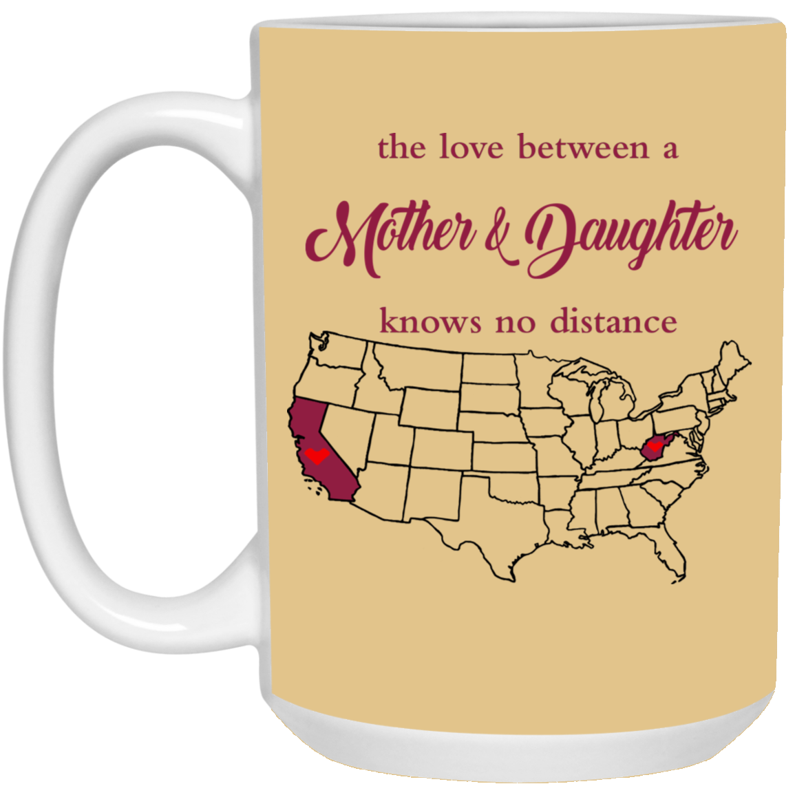 West Virginia California The Love Mother And Daughter Mug - Mug Teezalo