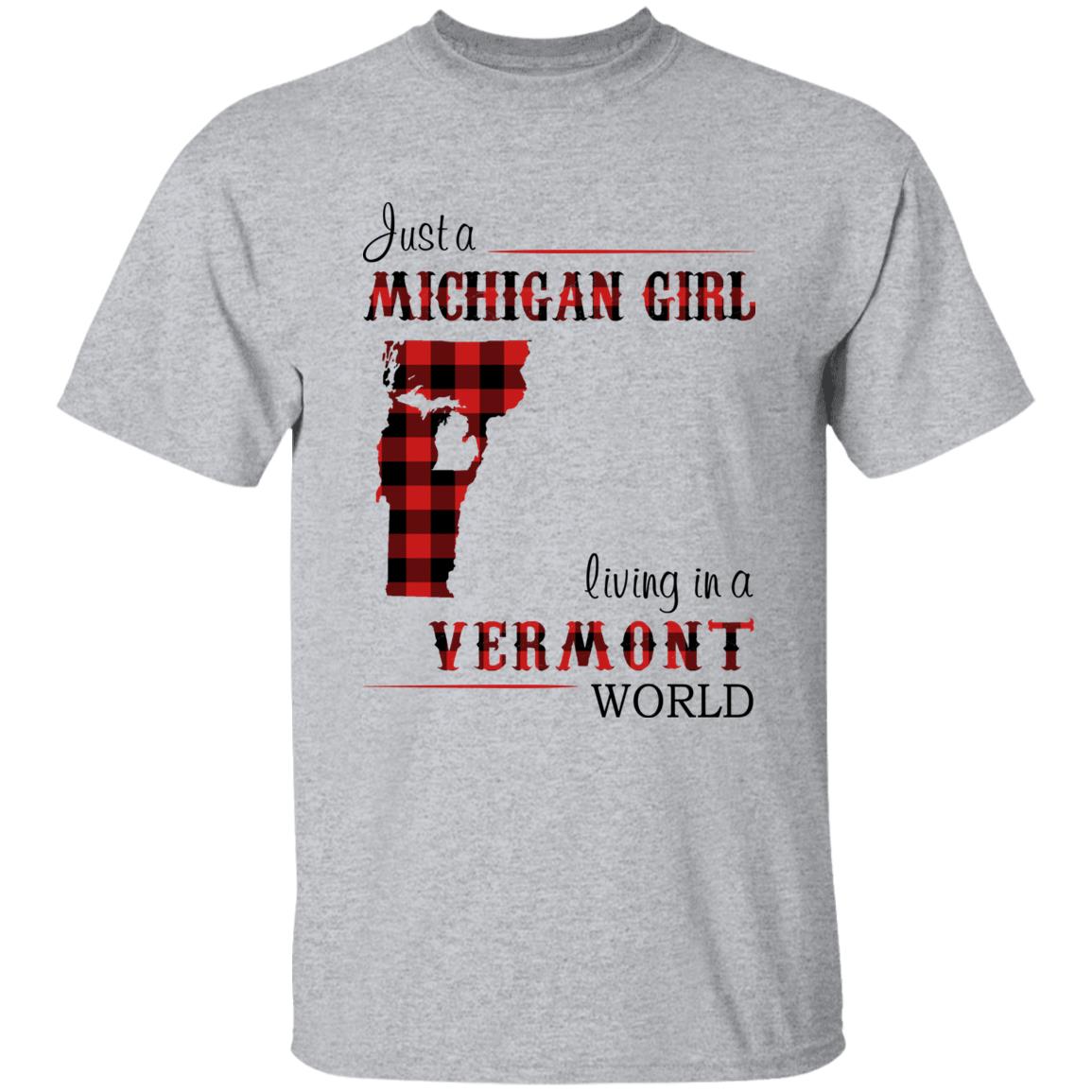 Just A Michigan Girl Living In A Vermont World T-shirt - T-shirt Born Live Plaid Red Teezalo