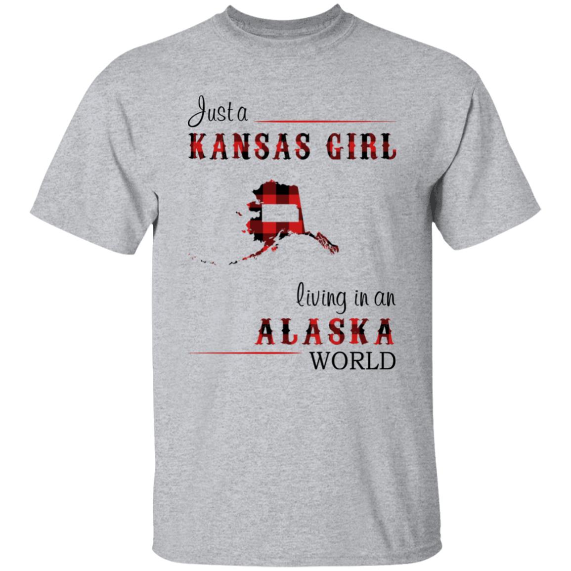 Just A Kansas Girl Living In An Alaska World T-shirt - T-shirt Born Live Plaid Red Teezalo