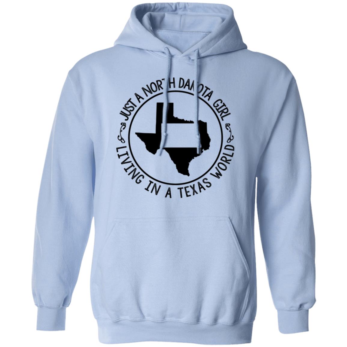 North Dakota Girl Living In Texas World T Shirt - T-shirt Teezalo