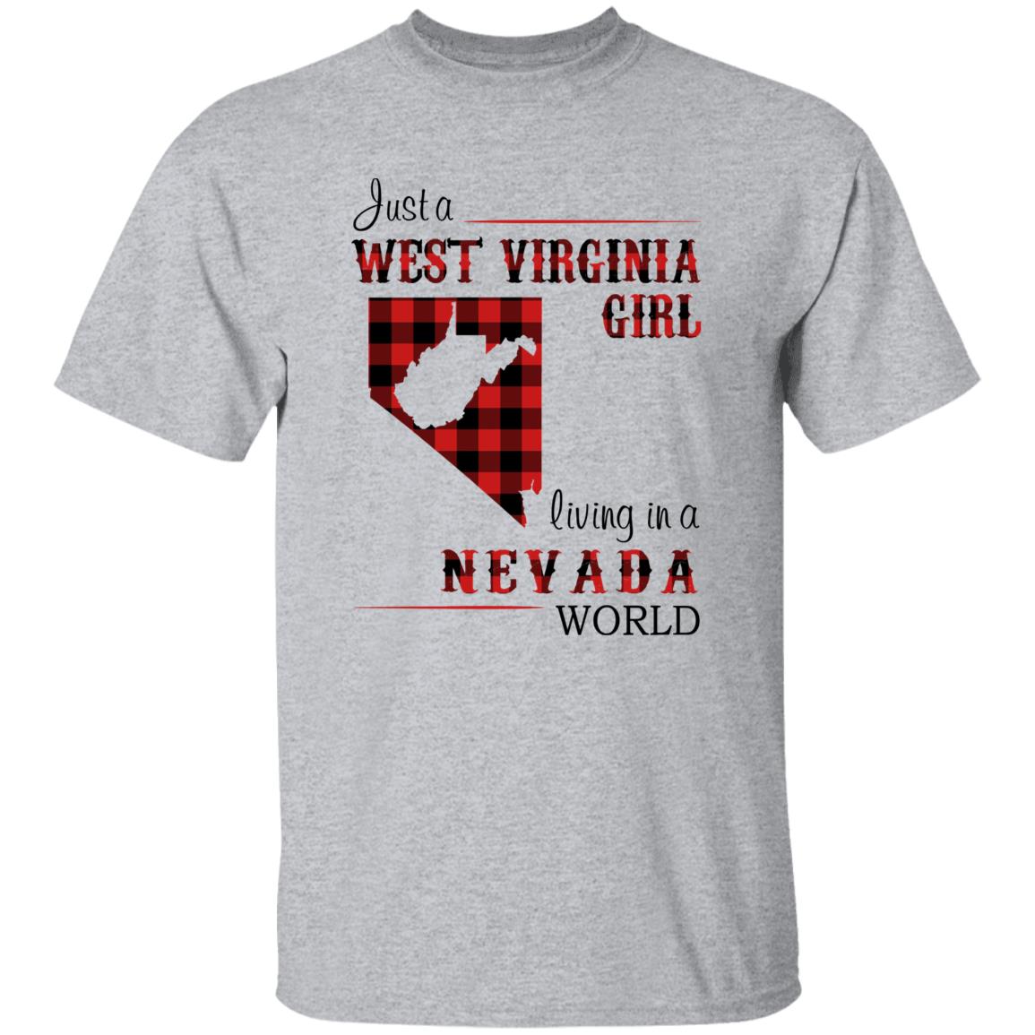 Just A West Virginia Girl Living In A Nevada World T-shirt - T-shirt Born Live Plaid Red Teezalo