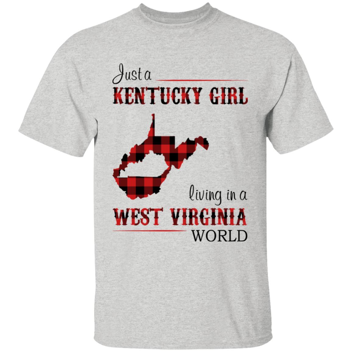 Just A Kentucky  Girl Living In A West Virginia World T-shirt - T-shirt Born Live Plaid Red Teezalo