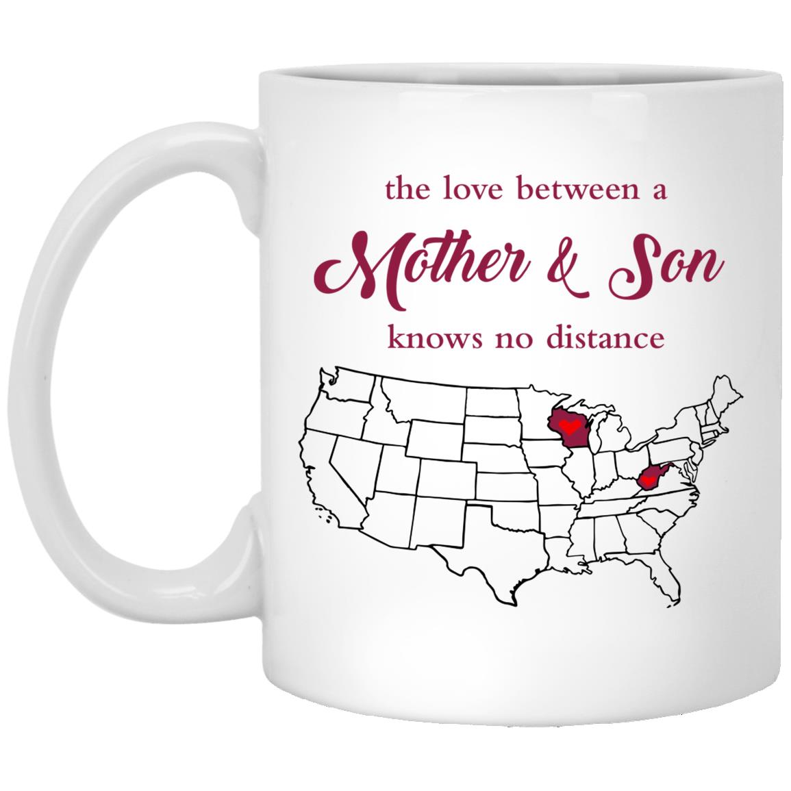 West Virginia Wisconsin The Love Between Mother And Son Mug - Mug Teezalo