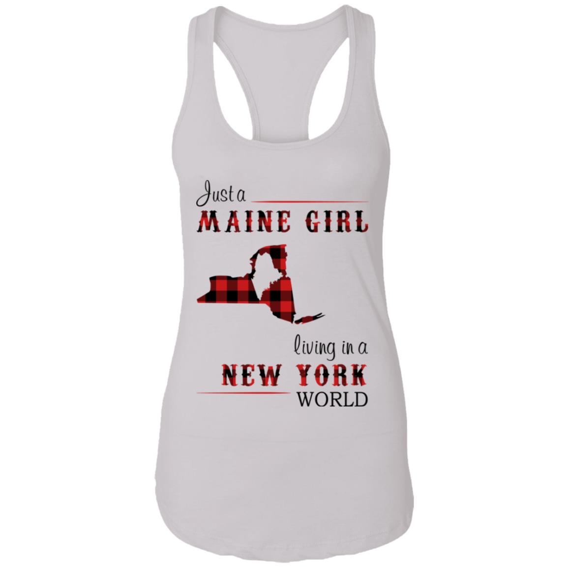 Just A Maine Girl Living In A New York World T-Shirt - T-shirt Teezalo