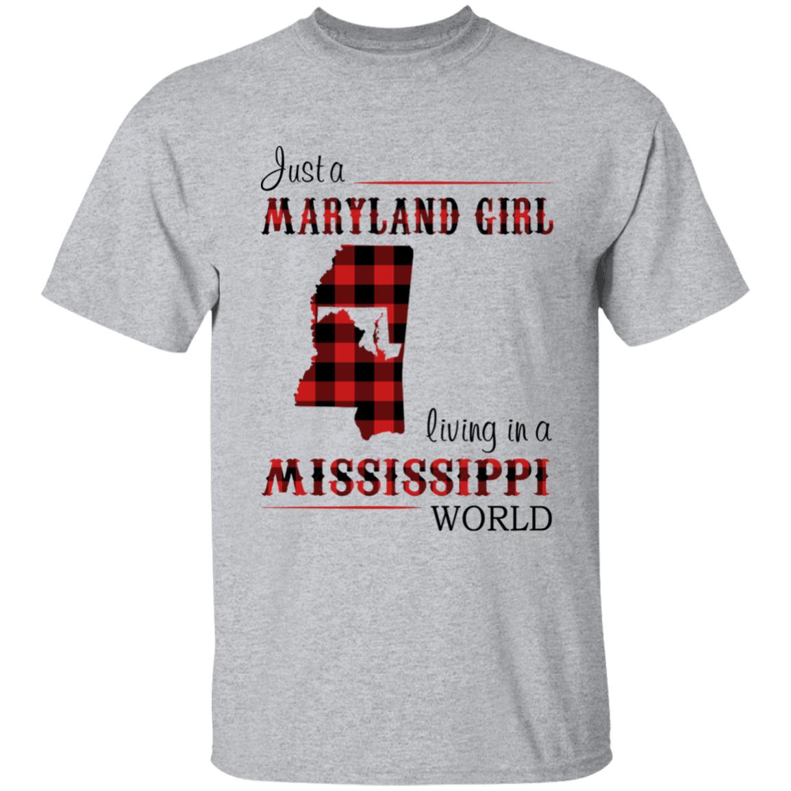 Just A Maryland Girl Living In A Mississippi World T-shirt - T-shirt Born Live Plaid Red Teezalo