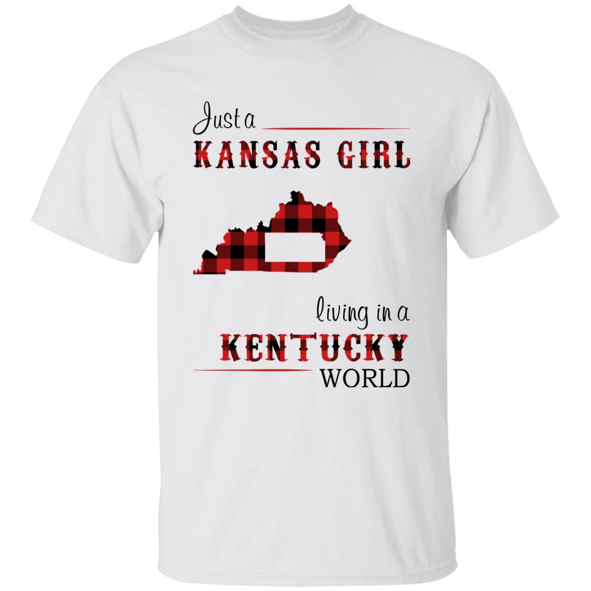 Just A Kansas Girl Living In A Kentucky World T-shirt - T-shirt Born Live Plaid Red Teezalo