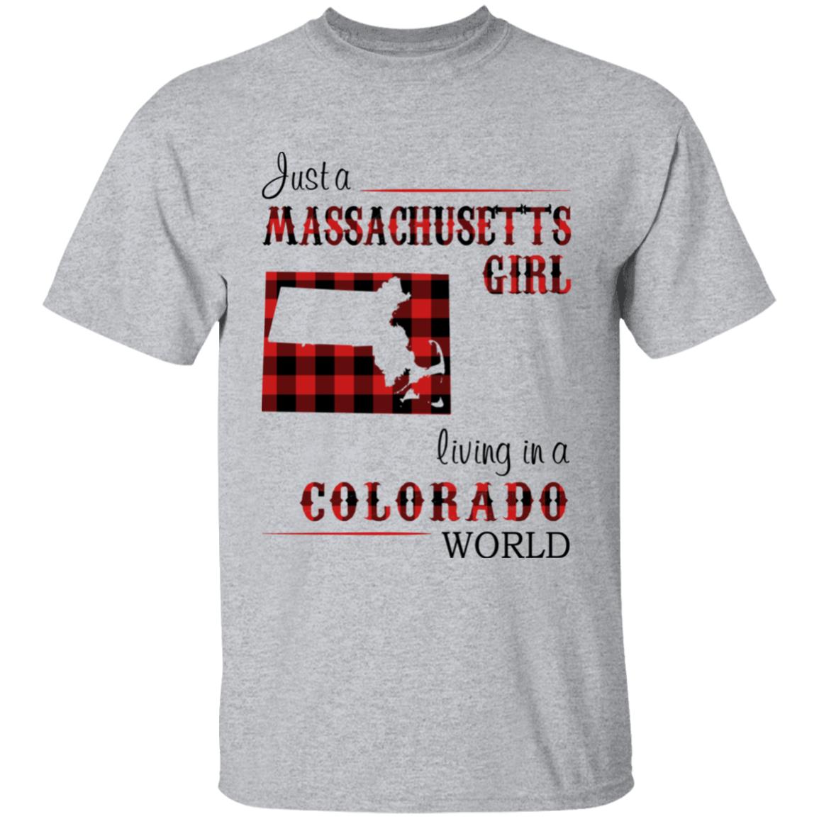 Just A Massachusetts Girl Living In A Colorado World T-shirt - T-shirt Born Live Plaid Red Teezalo
