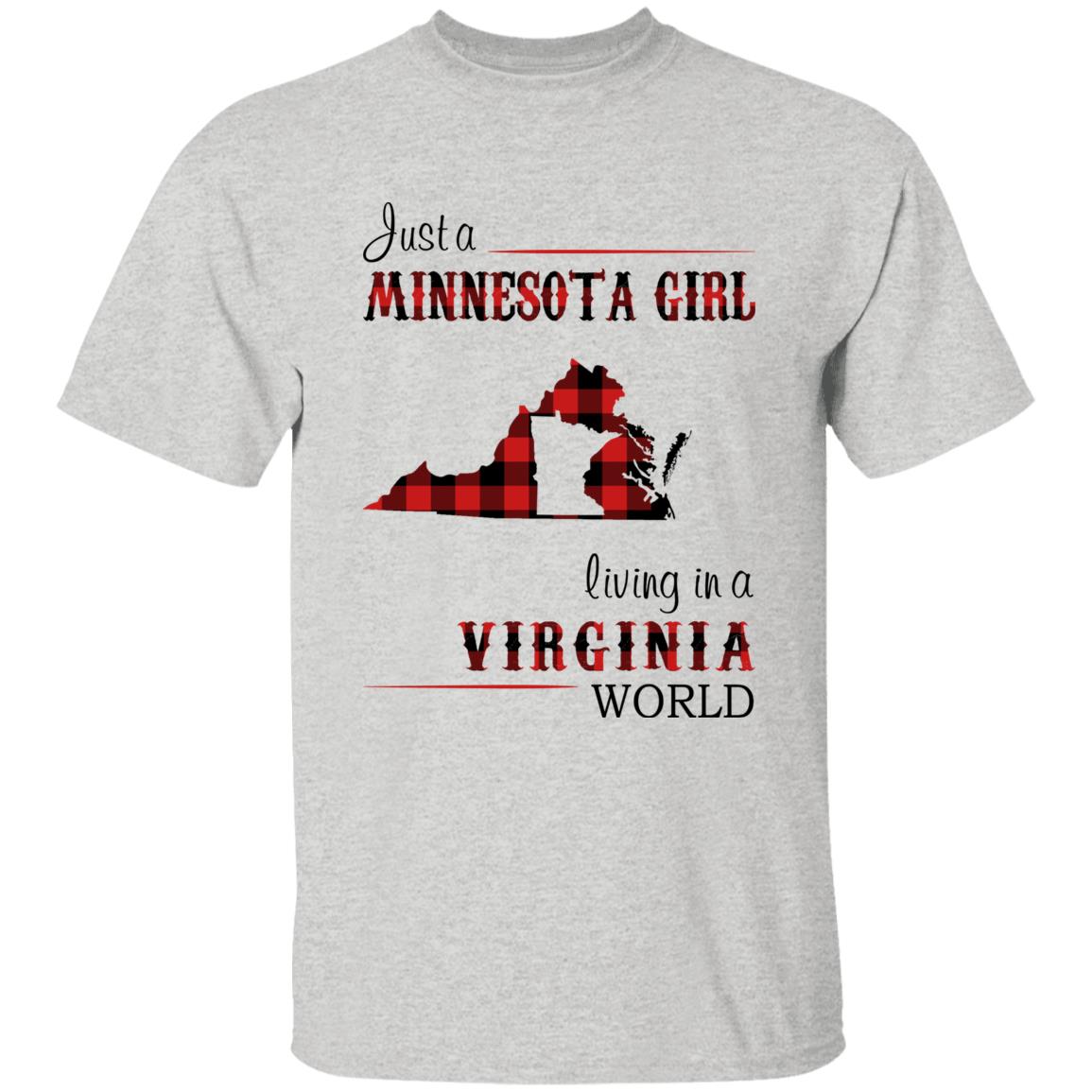 Just A Minnesota Girl Living In A Virginia World T-shirt - T-shirt Born Live Plaid Red Teezalo