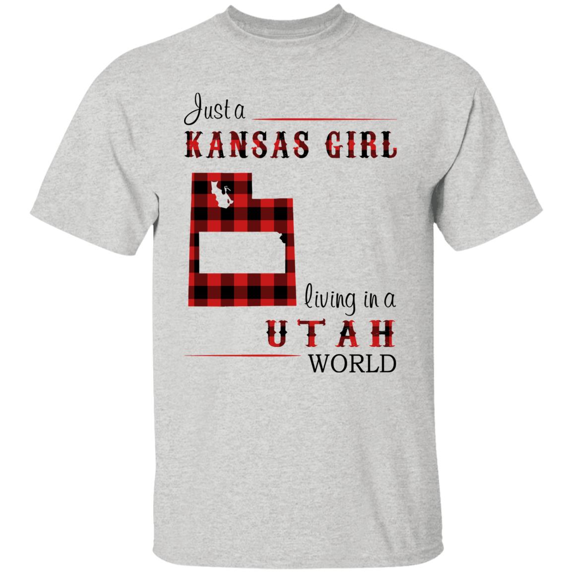 Just A Kansas Girl Living In A Utah World T-shirt - T-shirt Born Live Plaid Red Teezalo