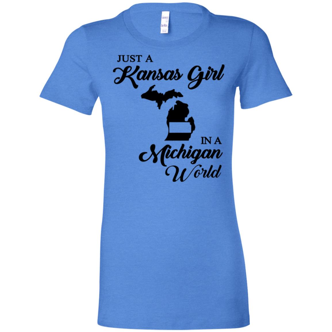 Just A Kansas Girl In A Michigan World T Shirt - T-shirt Teezalo