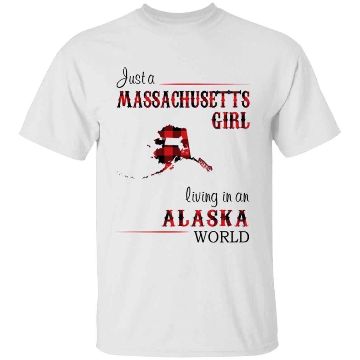 Just A Massachusetts Girl Living In An Alaska World T-shirt - T-shirt Born Live Plaid Red Teezalo